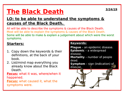 the black death symptoms causes effects teaching resources