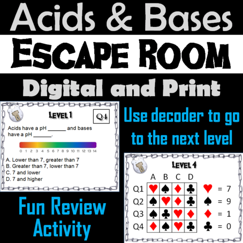 Acids and Bases Physical Science Escape Room Chemistry