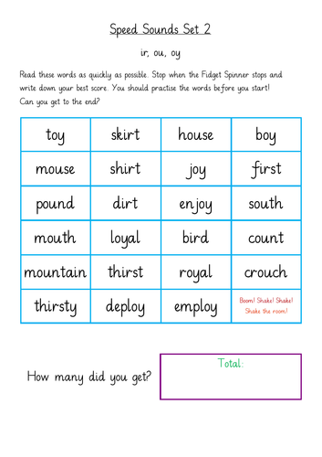 Sonic Speed Worksheet for 2nd - 6th Grade