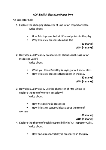 English Lit Paper 2 Mark Scheme