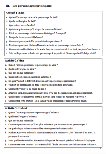 La Haine- Livret de Révision- A Level French | Teaching Resources