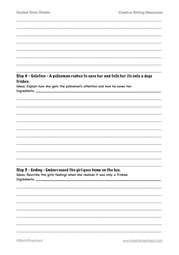 10 Pre-planned, Guided Stories - assisted story writing worksheets for ...