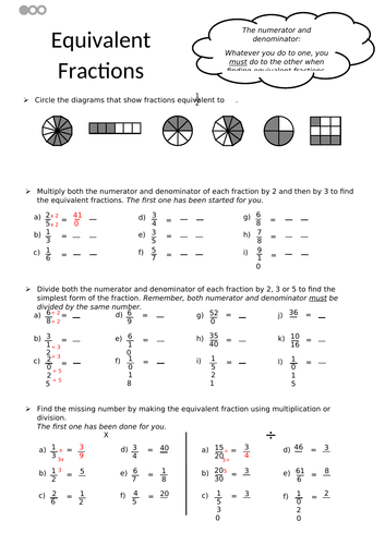 Equivalent Fractions - Differentiated Worksheets - KS2 | Teaching Resources