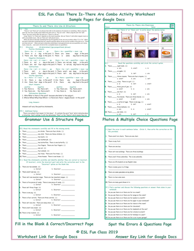 There Is There Are Combo Interactive Worksheets For Google Docs