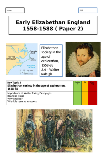 GCSE Elizabeth - Walter Raleigh and Roanoke/Virginia | Teaching Resources