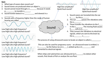 Sound (Waves) Revision Summary sheet, Closed/Open Question Versions ...