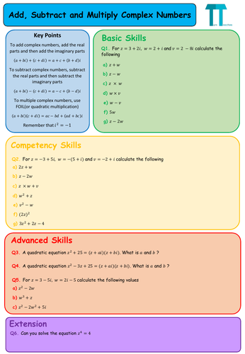add-subtract-and-multiply-complex-numbers-teaching-resources