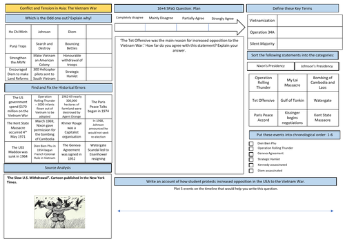 AQA Conflict and Tension in Asia: Vietnam War Section 2 Revision Mat ...