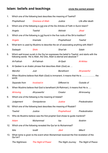 religious education past papers and answers