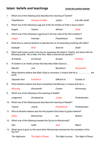 religious education past paper 1