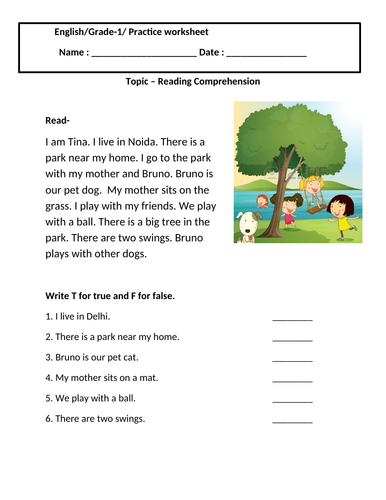 Reading Comprehension For Grade 1 Teaching Resources