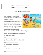 Reading Comprehension for grade 1 | Teaching Resources