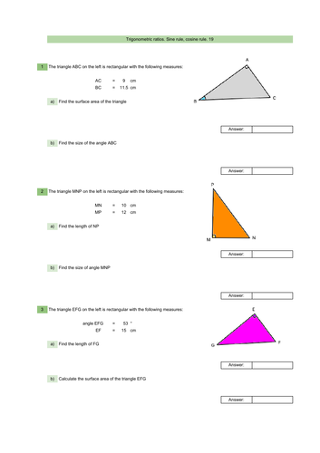 Trigonometry 20 Worksheets with answers + Generator | Teaching Resources