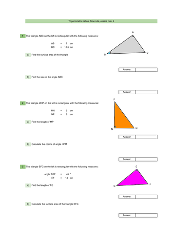 trigonometry 20 worksheets with answers generator teaching resources