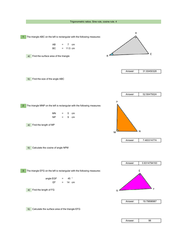 trigonometry 20 worksheets with answers generator teaching resources