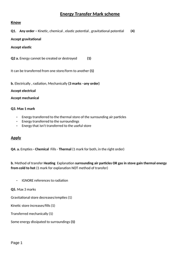 AQA KS3 Energy Transfers full scheme of work and resources (sow ...
