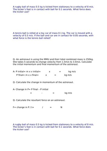 Momentum and changes in momentum | Teaching Resources