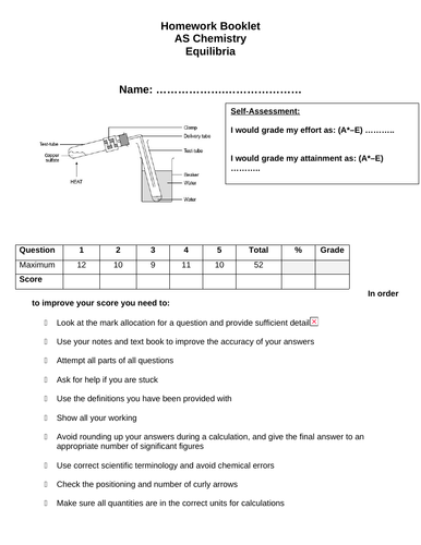 AQA AS Level Unit 1 Section 6 Equilibria-Chemical equilibria, Le Chatelier’s principle and Kc