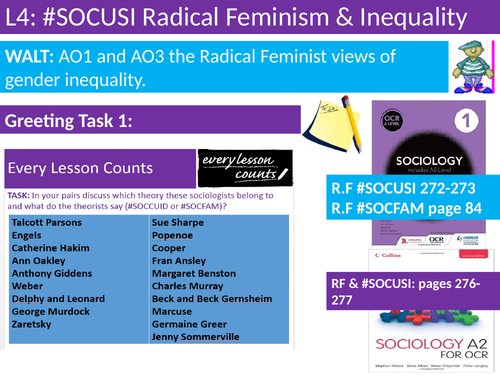 OCR A level Sociology #SOCUSI Lesson 4 (Understanding Social Inequality) Radical Feminism