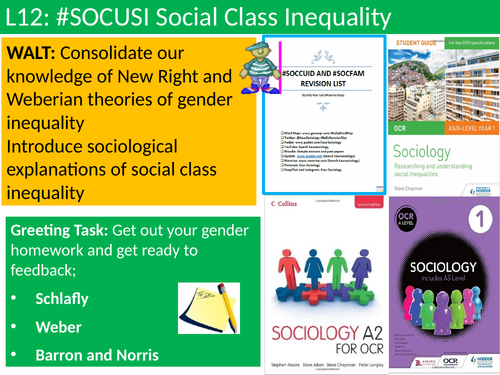 OCR A level Sociology #SOCUSI Lesson 12  (Understanding Social Inequality)  Finishing Fem. Social Cl