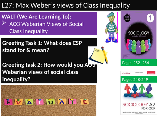 OCR A level Sociology #SOCUSI Lesson 27 (Understanding Social Inequality) Weber AO3