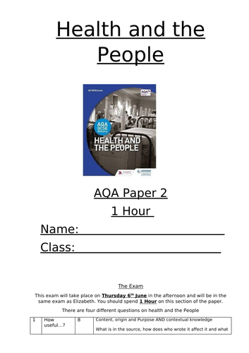 AQA Health and the People Revision Booklet 2019 | Teaching Resources