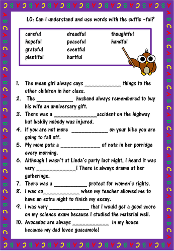 Suffixes -less and -ful | Teaching Resources