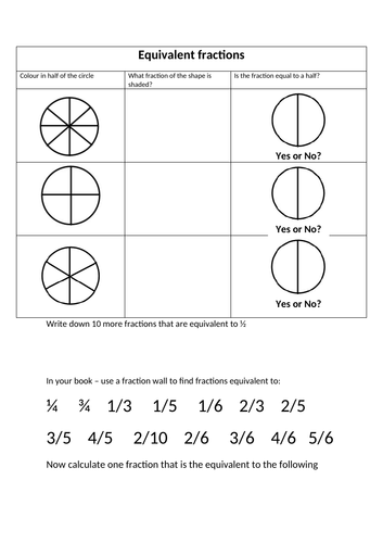 Equivalent fractions | Teaching Resources