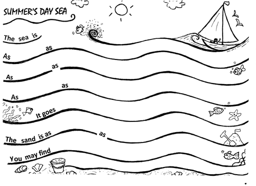 Sea similes poem frame, illustrated