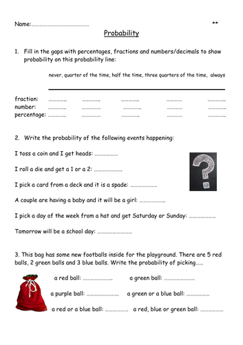 Probability Lesson (Input and Worksheets KS2/KS3) | Teaching Resources