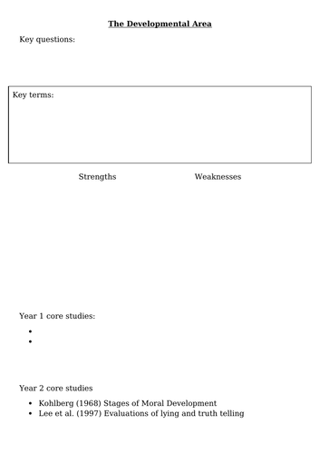 Kohlberg's 'Stages of Moral Development'  core study