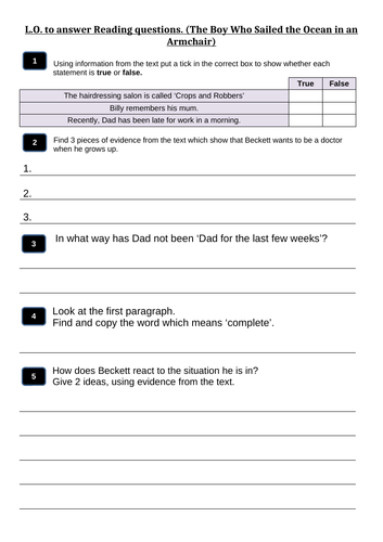 Year 6 Reading Questions Comprehension SATs Questions Practice ...