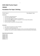 French GCSE AQA Practice Writing Papers (Foundation Tier ...