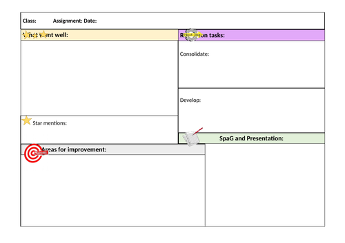 Whole Class Feedback Marking Sheet template | Teaching Resources