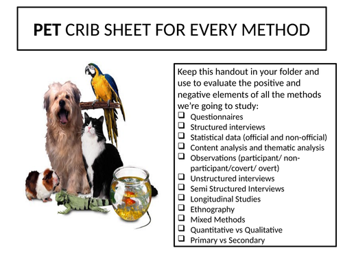 Sociology Research Methods #SOCRM Lesson 3 P.E.T factors including poster