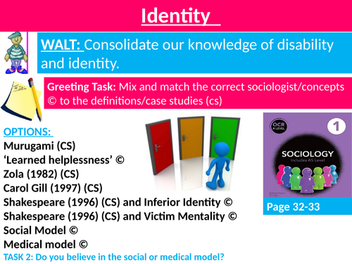 Sociology #SOCCUID Culture, Socialisation and Identity Lesson 22 Disability and Sexuality