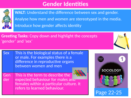 Sociology #SOCCUID Culture, Socialisation and Identity Lesson 30 Gender Identity