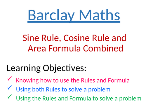 Bearings, Sine and Cosine Rules and Area Formula | Teaching Resources