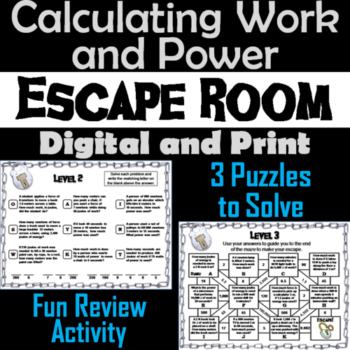 Calculating Work and Power Escape Room