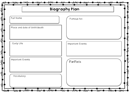 Biography Plan Teaching Resources 7953