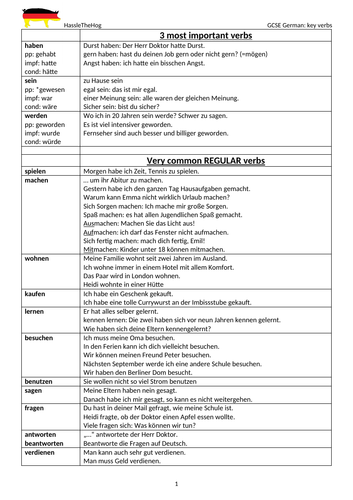 GCSE German: Key verbs in context