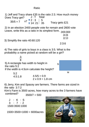 mixed ratio problems and answers teaching resources