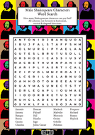 Shakespeare Word Search Male Characters | Teaching Resources