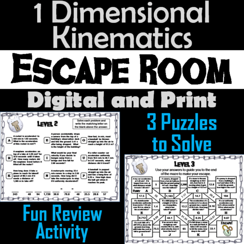 1 Dimensional Kinematics Activity: Physics Escape Room Science