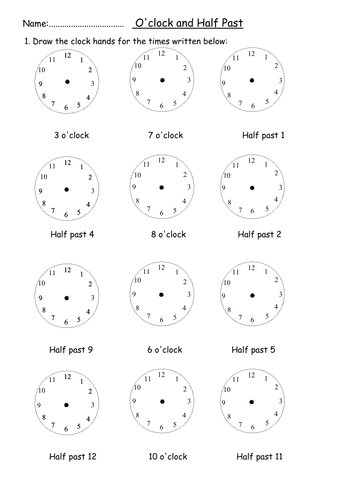 analogue time worksheets o clock half past quarter past to 5 mins blank templates challenge teaching resources