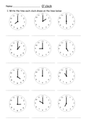 analogue time worksheets oclock half past quarter past