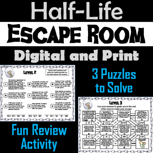 Half-Life Problems: Physics Escape Room Chemistry