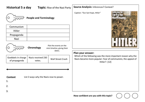 AQA Germany Democracy and Dictatorship 5 A Day Revision | Teaching ...