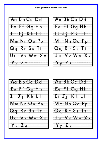 Handwriting & Letter Formation: Small printable alphabet sheets