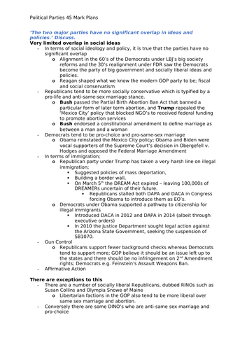 political parties essay plans